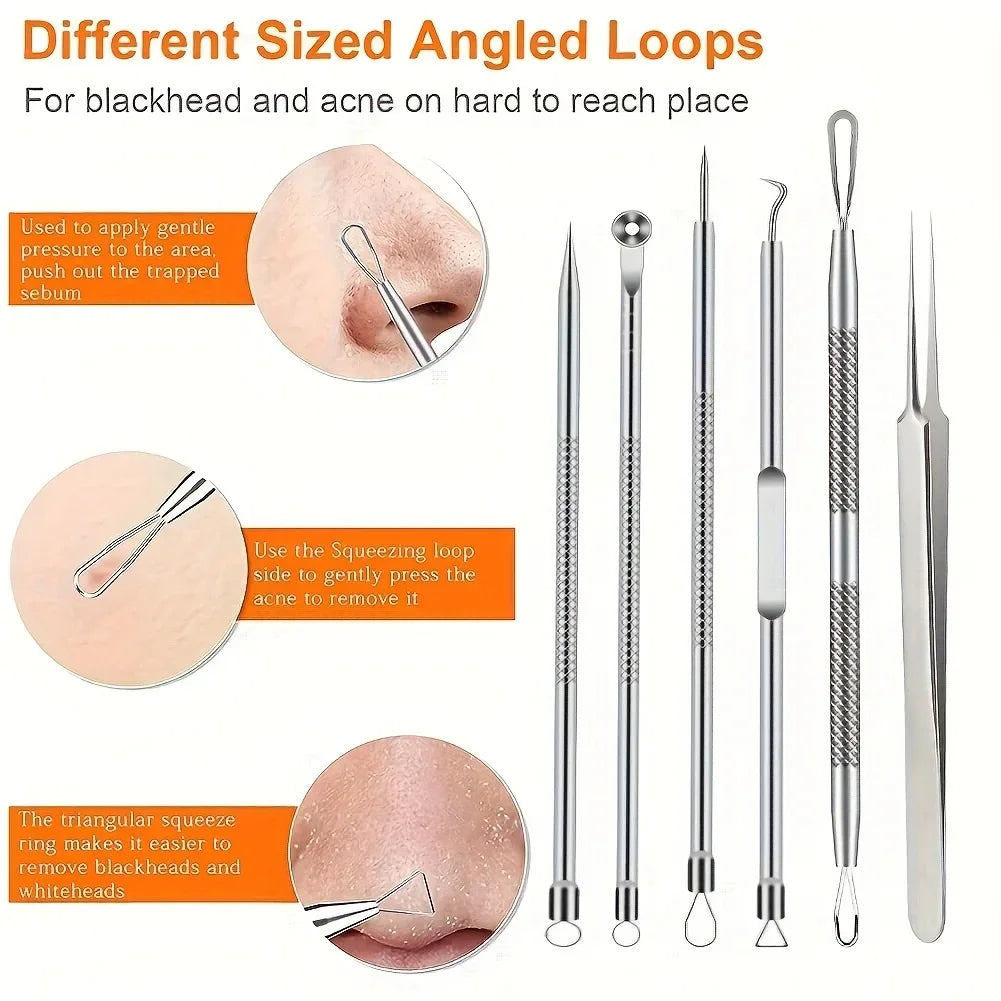 6Pcs Pimple Tweezers set